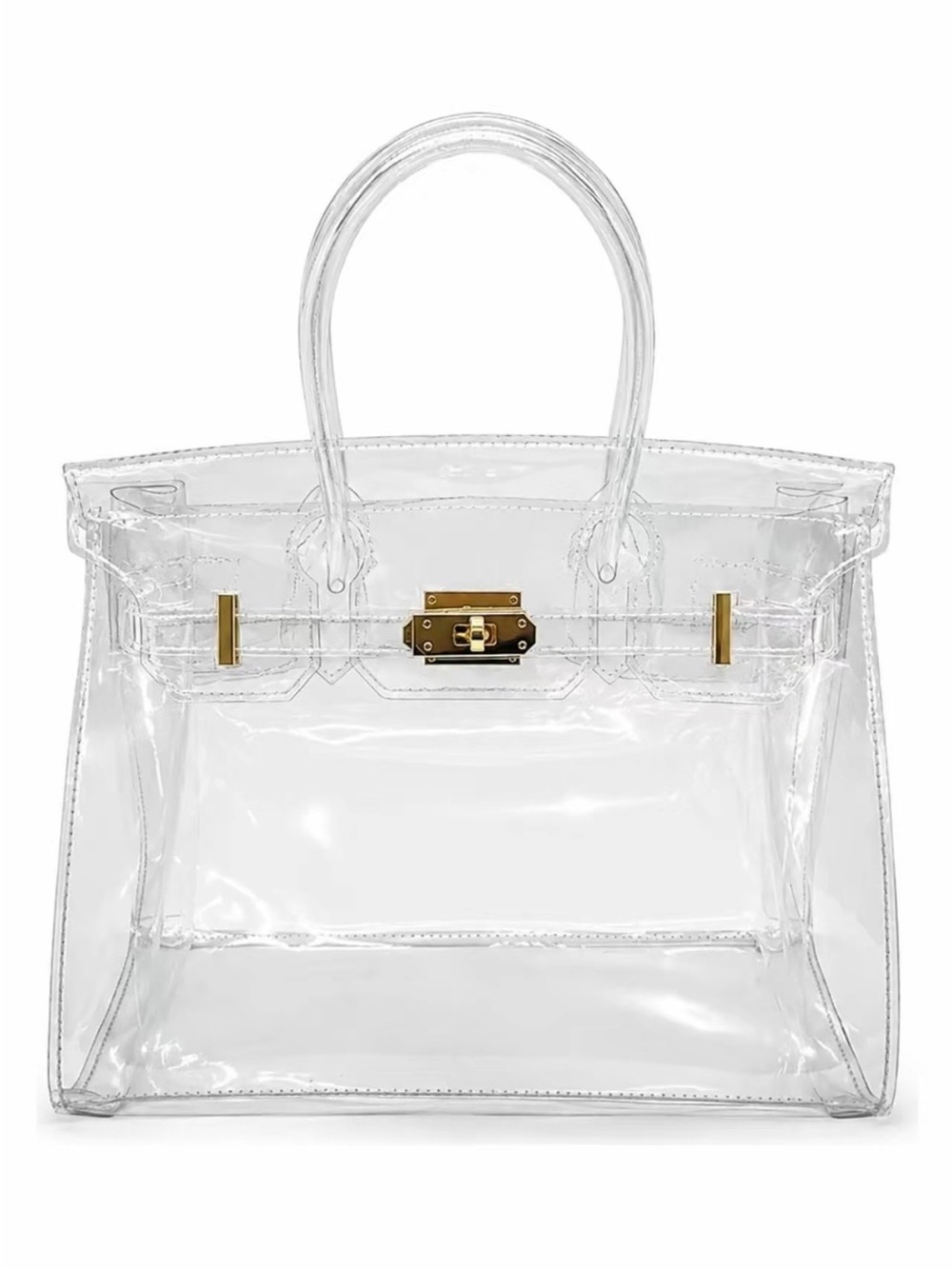 Boatkin Clear Jelly Transparent Tote Bag with Gold Hardware